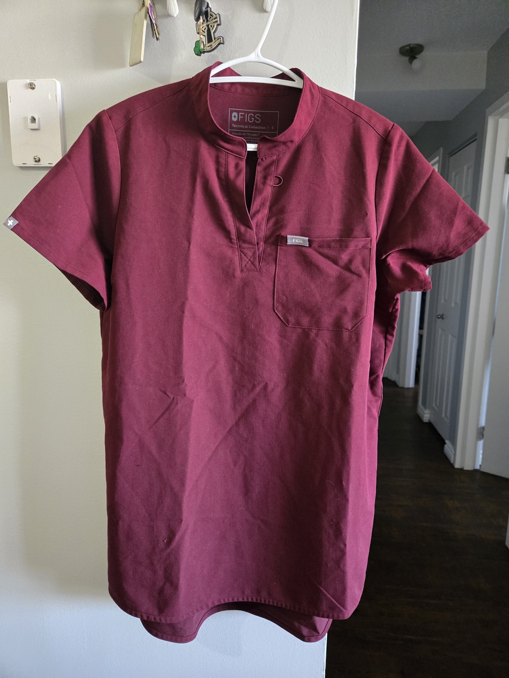 FIGS Burgundy Short-Sleeve Scrub Top
